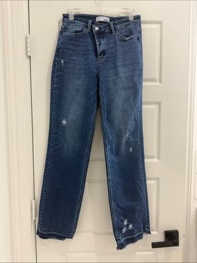Women's Straight Leg Jeans in Dark Blue Denim